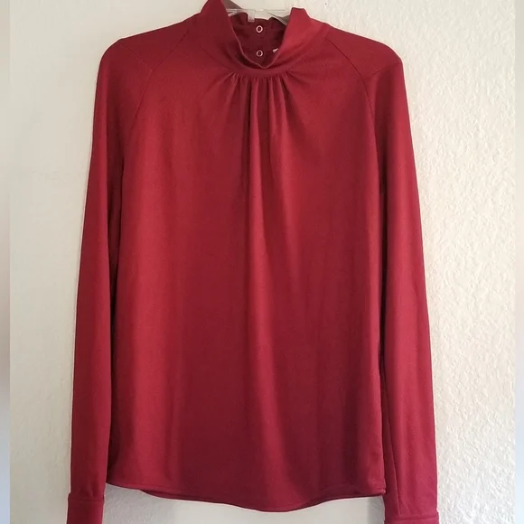 Golden Goose Turtleneck Blouse Size S Small Wine Red - Picture 3 of 7